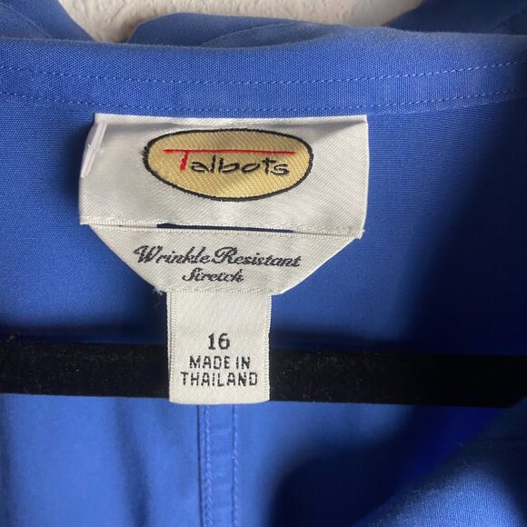 Talbots Size 16 Royal Blue Button Down Shirt Wrinkle Resistant Stretch Office - Picture 4 of 5